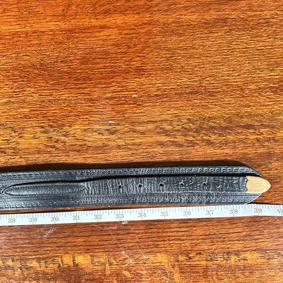 FRONTIER top grain steerhide Western Rugged Heavy Duty Gun Embossed Black Belt - Picture 9 of 9